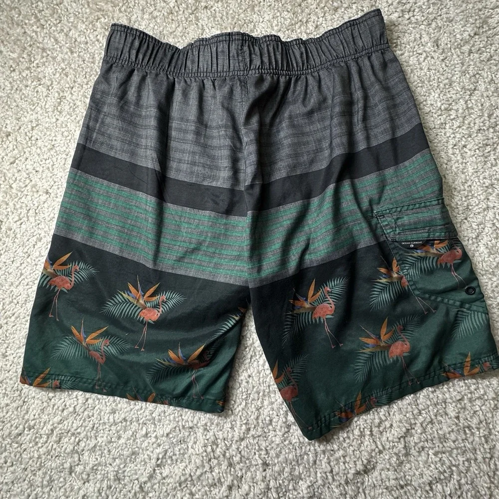 OCEAN CURRENT Swim Trunks Mens XL Tropical Flamingo Shorts‎ Lined Mesh